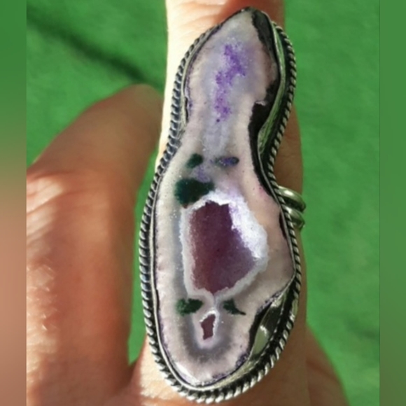 New Solar Quartz Agate Druzy 925 Silver Ring. - Picture 11 of 11